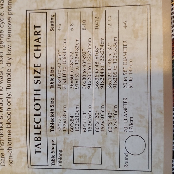 Hobby Lobby Table Cloth 60in x 104in - Picture 3 of 3